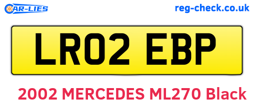 LR02EBP are the vehicle registration plates.