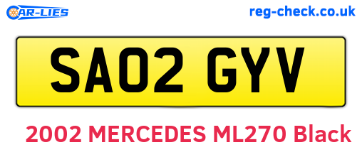 SA02GYV are the vehicle registration plates.