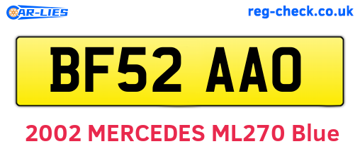 BF52AAO are the vehicle registration plates.