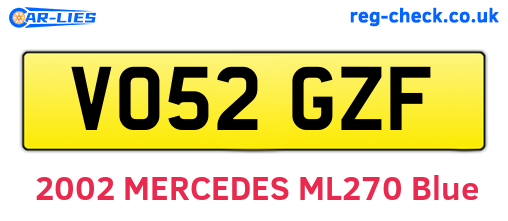 VO52GZF are the vehicle registration plates.