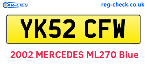 YK52CFW are the vehicle registration plates.