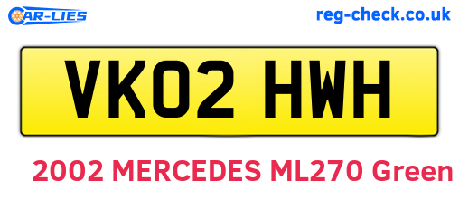 VK02HWH are the vehicle registration plates.