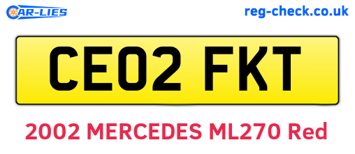 CE02FKT are the vehicle registration plates.