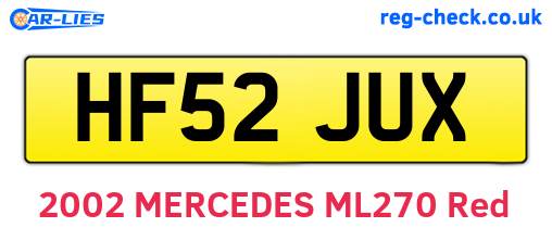 HF52JUX are the vehicle registration plates.