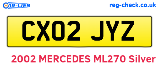 CX02JYZ are the vehicle registration plates.