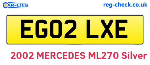 EG02LXE are the vehicle registration plates.