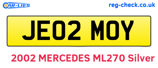 JE02MOY are the vehicle registration plates.