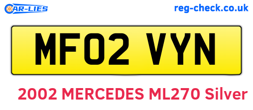 MF02VYN are the vehicle registration plates.