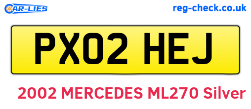 PX02HEJ are the vehicle registration plates.
