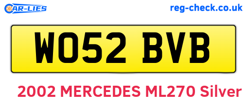 WO52BVB are the vehicle registration plates.