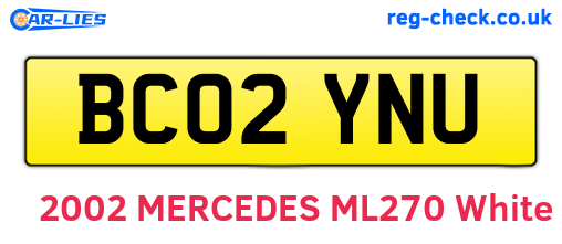 BC02YNU are the vehicle registration plates.