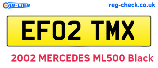 EF02TMX are the vehicle registration plates.