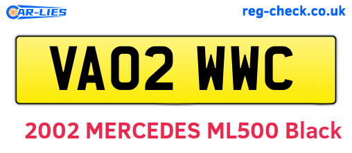 VA02WWC are the vehicle registration plates.