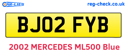 BJ02FYB are the vehicle registration plates.