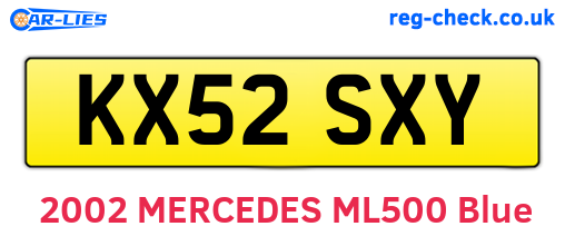KX52SXY are the vehicle registration plates.
