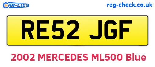 RE52JGF are the vehicle registration plates.