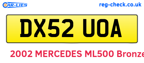 DX52UOA are the vehicle registration plates.