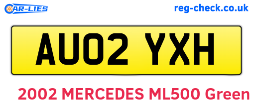 AU02YXH are the vehicle registration plates.