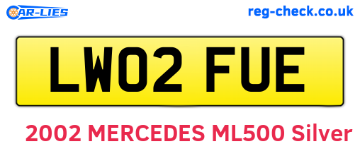 LW02FUE are the vehicle registration plates.