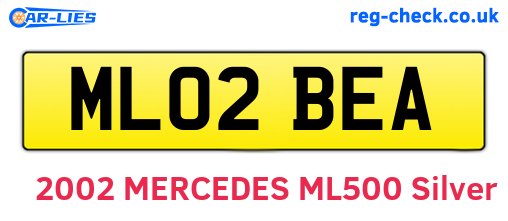 ML02BEA are the vehicle registration plates.