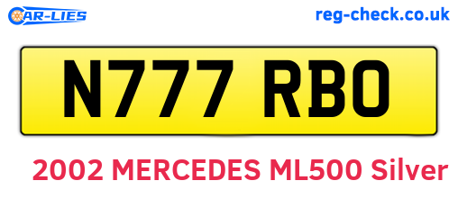 N777RBO are the vehicle registration plates.