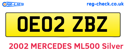 OE02ZBZ are the vehicle registration plates.