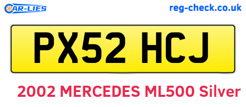 PX52HCJ are the vehicle registration plates.