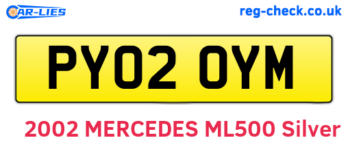 PY02OYM are the vehicle registration plates.