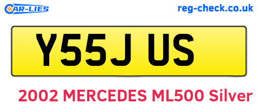 Y55JUS are the vehicle registration plates.