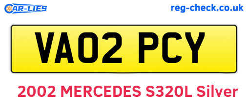 VA02PCY are the vehicle registration plates.