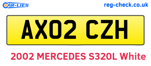 AX02CZH are the vehicle registration plates.