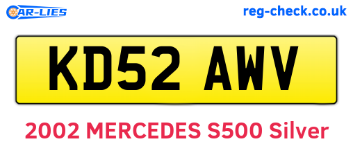 KD52AWV are the vehicle registration plates.