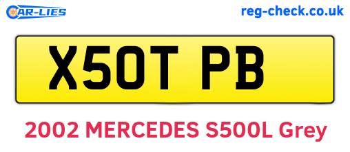X50TPB are the vehicle registration plates.