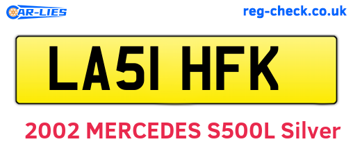 LA51HFK are the vehicle registration plates.