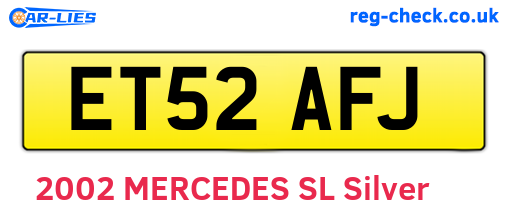 ET52AFJ are the vehicle registration plates.