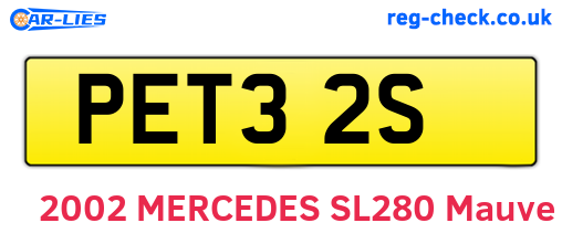 PET32S are the vehicle registration plates.
