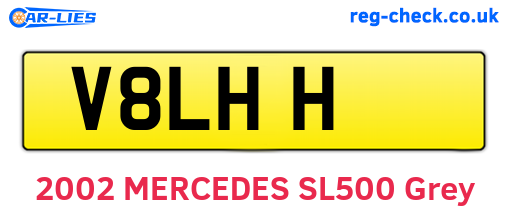 V8LHH are the vehicle registration plates.