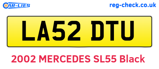 LA52DTU are the vehicle registration plates.