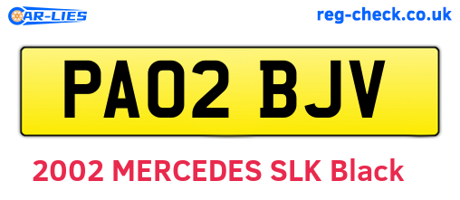 PA02BJV are the vehicle registration plates.