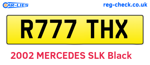 R777THX are the vehicle registration plates.