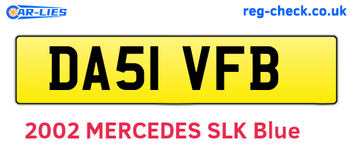 DA51VFB are the vehicle registration plates.
