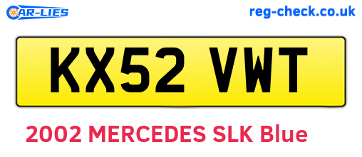 KX52VWT are the vehicle registration plates.