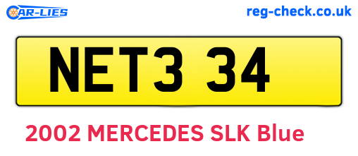 NET334 are the vehicle registration plates.