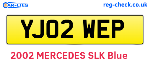 YJ02WEP are the vehicle registration plates.