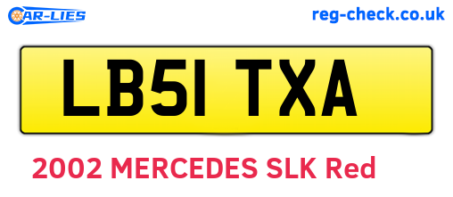 LB51TXA are the vehicle registration plates.