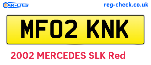 MF02KNK are the vehicle registration plates.