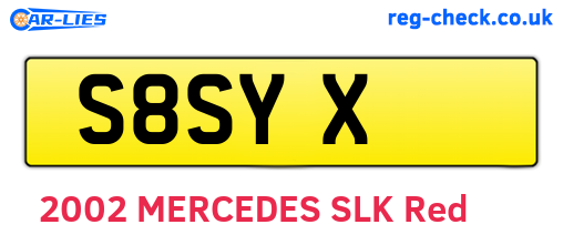 S8SYX are the vehicle registration plates.