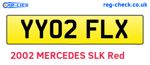 YY02FLX are the vehicle registration plates.