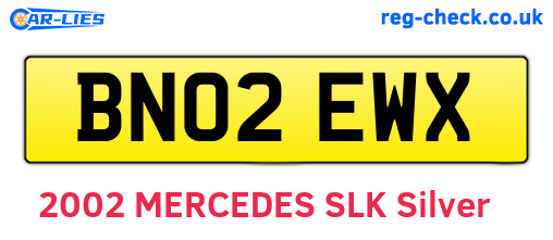 BN02EWX are the vehicle registration plates.