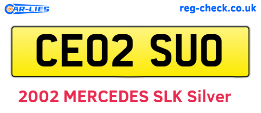 CE02SUO are the vehicle registration plates.
